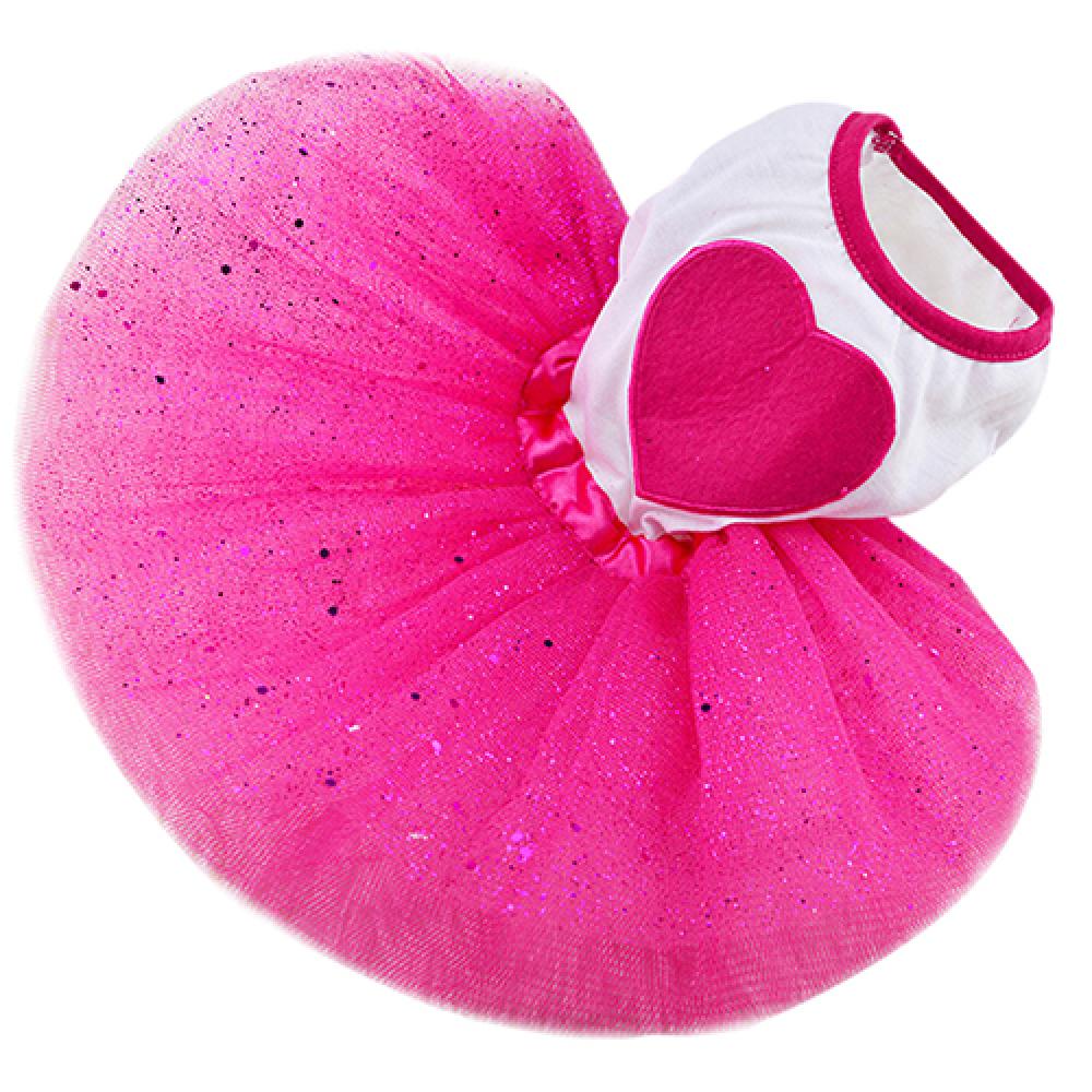 Pet Dog Love Heart Sequins Gauze Small Dog Lace Skirt Princess Tutus Dress Cat Rose Red Clothes Dog Dresses Pet Supplies