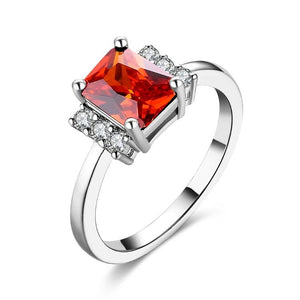 Ruby Emerald Cut Micro-Pav'e Ring in White Gold