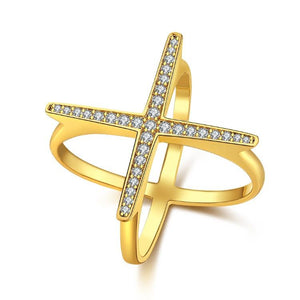 Swarovski Elements Criss-Cross Statement Ring Set in Gold