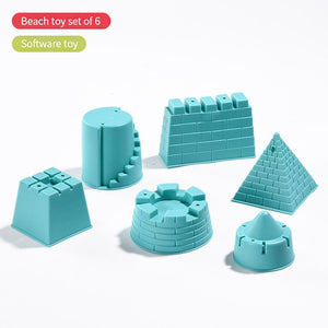 soft Silicone beach toys for children SandBox Set Kit Sea sand bucket Rake Hourglass Water Table play and fun Shovel mold summer