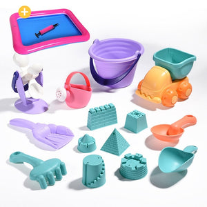 soft Silicone beach toys for children SandBox Set Kit Sea sand bucket Rake Hourglass Water Table play and fun Shovel mold summer