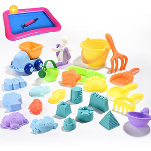 soft Silicone beach toys for children SandBox Set Kit Sea sand bucket Rake Hourglass Water Table play and fun Shovel mold summer