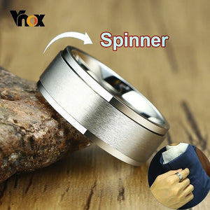 Vnox 6mm/8mm Spinner Ring for Men Stress Release Accessory Classic Stainless Steel Wedding Band Casual Male Sports Jewelry