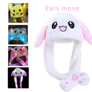 Will Shine Moving Rabbit Ear Hat Velvet Toys Hair Hoop Hat Rabbit Hat Moves Ear Hat Plush Toy 3 Color Gifts For Children