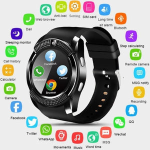 V8 Smart Watch Men Bluetooth Sport Watches Women Ladies Rel gio Smartwatch with Camera Sim Card Slot Android Phone PK DZ09 Y1 A1