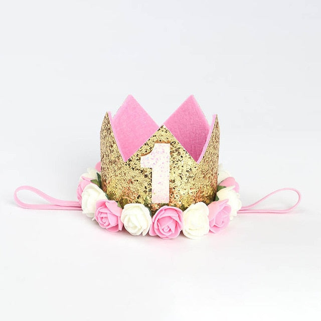 1pc Happy Birthday Party Hats Decor Cap One Birthday Hat Princess Crown 1st 2nd 3rd Year Old Number Baby Kids Hair Accessory