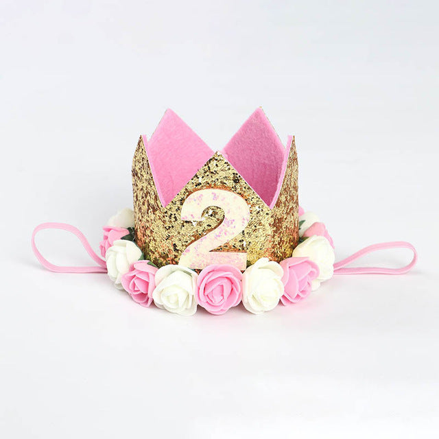 1pc Happy Birthday Party Hats Decor Cap One Birthday Hat Princess Crown 1st 2nd 3rd Year Old Number Baby Kids Hair Accessory