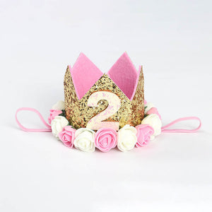 1pc Happy Birthday Party Hats Decor Cap One Birthday Hat Princess Crown 1st 2nd 3rd Year Old Number Baby Kids Hair Accessory