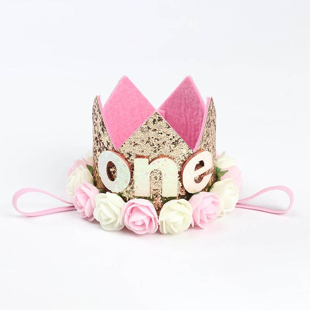 1pc Happy Birthday Party Hats Decor Cap One Birthday Hat Princess Crown 1st 2nd 3rd Year Old Number Baby Kids Hair Accessory