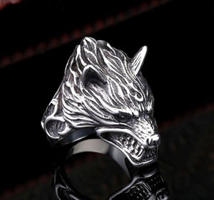 Fashion Domineering Personality Wolf Head Ring Unisex Stainless Steel Wolf King Ring Creative Simple Wolf Ring