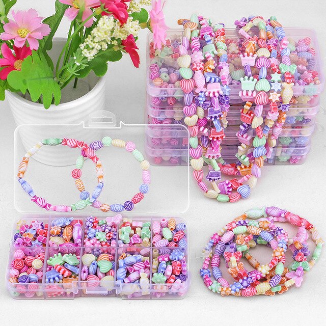 10 Slot Baby Beads Toys for Children Girl Gift Educational Toy Lacing Necklace Bracelet For Jewelry Needlework Material Bead Set