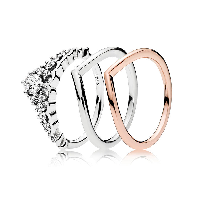 3 Style New Silver Charms Ring Diy Rose Gold Radiant Love Crystal Simple Design Fashion Wedding Rings For Women Jewelry