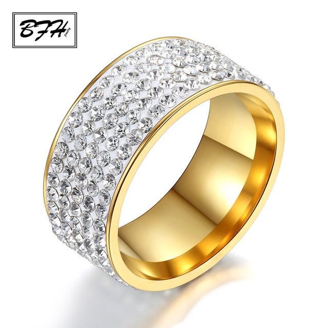 BFH 2019 Fashion Zircon Wedding Stainless Steel Rings for Women Jewelry Fashion Engagement Female Crystals Stainless Steel Ring