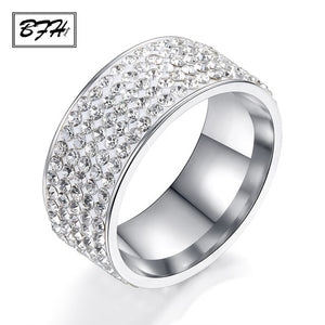 BFH 2019 Fashion Zircon Wedding Stainless Steel Rings for Women Jewelry Fashion Engagement Female Crystals Stainless Steel Ring