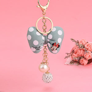 Fashion Mickey Keychain Plush Bow Knot KeyChain Kids Plush Dolls Baby For Girls Women gift