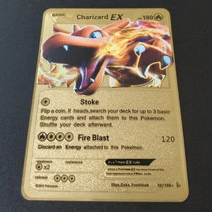 Pokemon Game Anime Battle Card Gold Metal Card Charizard Pikachu Collection Card Action Figure Model Child Toy Gift