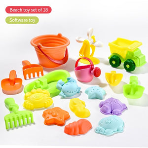 soft Silicone beach toys for children SandBox Set Kit Sea sand bucket Rake Hourglass Water Table play and fun Shovel mold summer