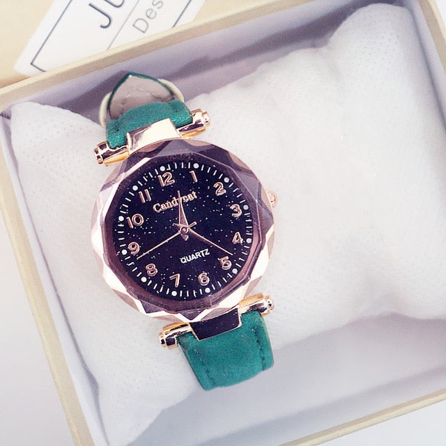 Women Fashion Watches Hot Sale Cheap Starry Sky Ladies Bracelet Watch Casual Leather Quartz Wristwatches Clock Relogio Feminino