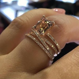 New Rose Gold Rings For Women Full Crystal Rhinestone Wedding Ring For Ladies Women Accessories Across Finger Rings Jewelry Gift