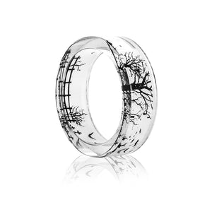 Fashion Handmade Transparent Resin Ring Bat Castle Dandelion Scenery Inside Epoxy Resin Rings for Women Finger Punk Jewelry 2019