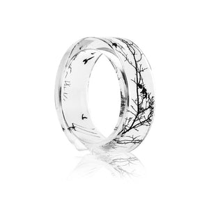 Fashion Handmade Transparent Resin Ring Bat Castle Dandelion Scenery Inside Epoxy Resin Rings for Women Finger Punk Jewelry 2019