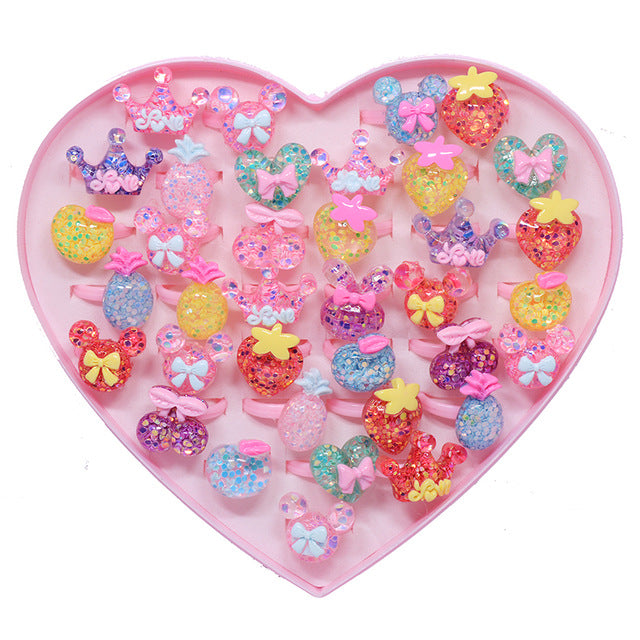 Wholesale 20pcs/lot Lovely Mixed Cartoon Flower Animal Princess Girls Children Kids Baby Rings Party Jewelry Toy Gift