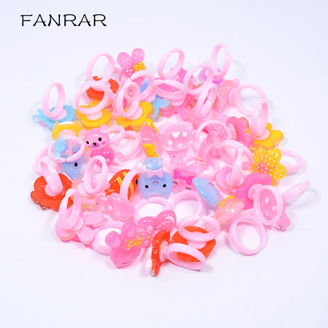 Wholesale 20pcs/lot Lovely Mixed Cartoon Flower Animal Princess Girls Children Kids Baby Rings Party Jewelry Toy Gift