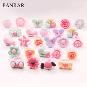 Wholesale 20pcs/lot Lovely Mixed Cartoon Flower Animal Princess Girls Children Kids Baby Rings Party Jewelry Toy Gift