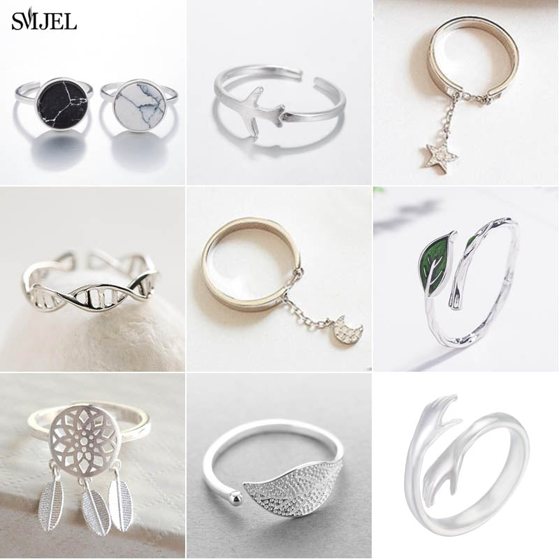 SMJEL Fashion Finger Rings for Men Women Airplane Sunflower DNA Hand Rings for Women Jewelry Christmas Gift