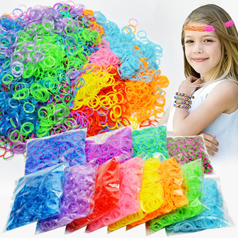 1800pcs Rubber Loom Bands Diy Toys For Kids Lacing Bracelets Girls Gift Hair Rubber Bands Refill Make Woven Bracelet