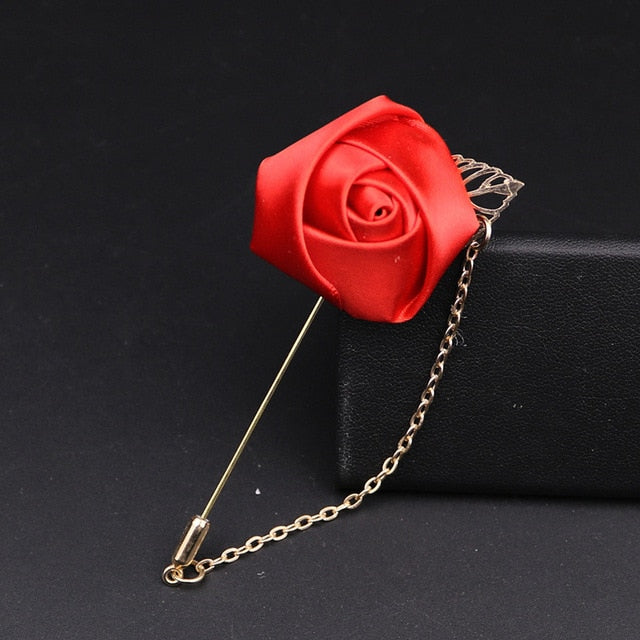 Lovegrace Red Rose Flowers Lapel Pin Mens Wedding Bouquet Handmade Brooch Buttonhole Groomsmen Groom Corsage and Boutonnieres