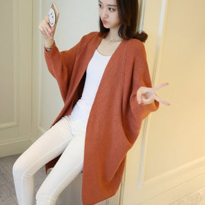 2020 Long Cardigan women Sweater Autumn Winter Bat sleeve Knitted Sweater Plus size Jacket Loose Ladies Sweaters Cardigans 3XL