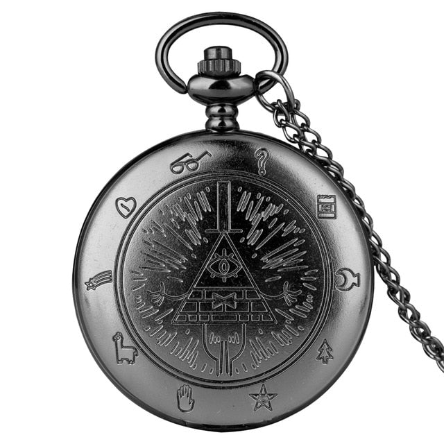 Eye of Providence Weird Town Triangle Devil Quartz Pocket Watch Gravity Bill Cipher Fall Time Gem Necklace Pendant Clock Gifts