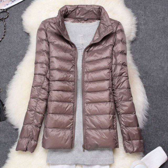 Winter Women Ultralight Thin Down Jacket White Duck Down Hooded Jackets Long Sleeve Warm Coat Parka Female Portable Outwear