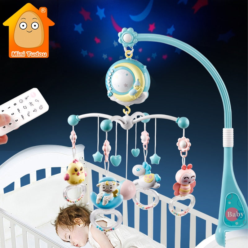 Baby Rattles Crib Mobiles Toy Holder Rotating Mobile Bed Bell Musical Box Projection 0-12 Months Newborn Infant Baby Boy Toys