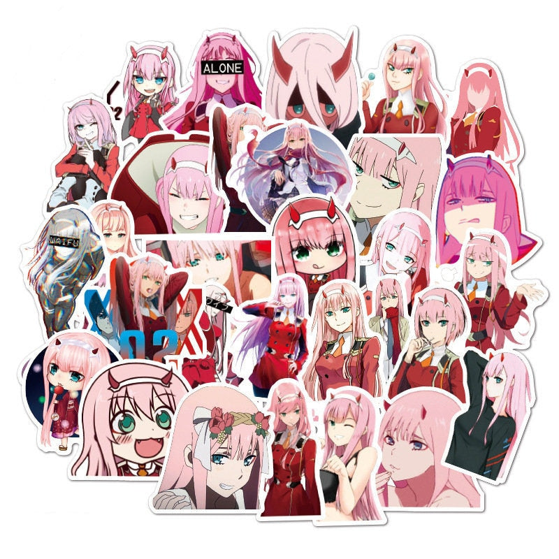 50pcs Anime Darling in the Fanxx Stickers Zero Two 02 Car Stickers For Laptop Luggage Motorcycle Suitcase Skateboard PVC Decals