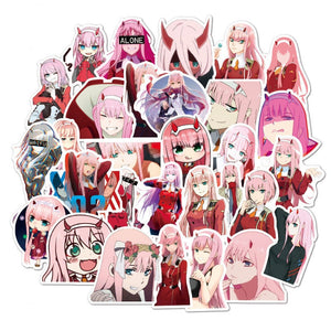 50pcs Anime Darling in the Fanxx Stickers Zero Two 02 Car Stickers For Laptop Luggage Motorcycle Suitcase Skateboard PVC Decals