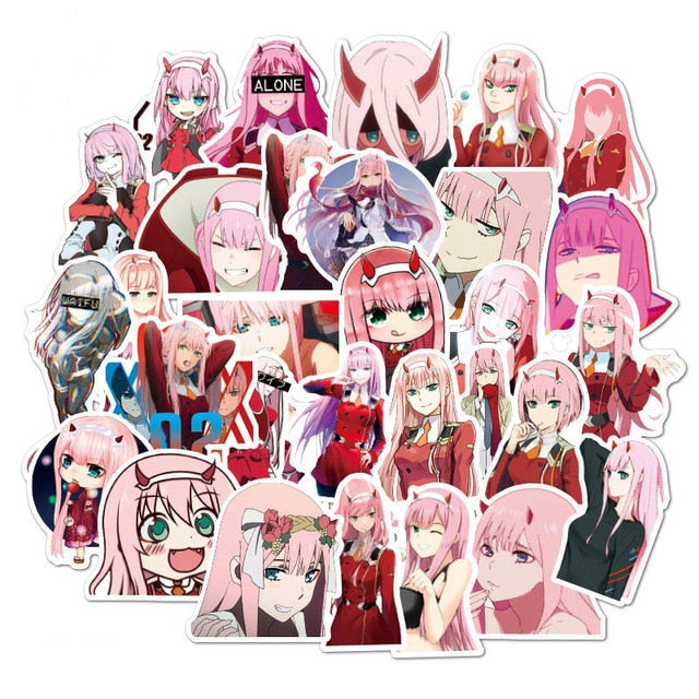 50pcs Anime Darling in the Fanxx Stickers Zero Two 02 Car Stickers For Laptop Luggage Motorcycle Suitcase Skateboard PVC Decals