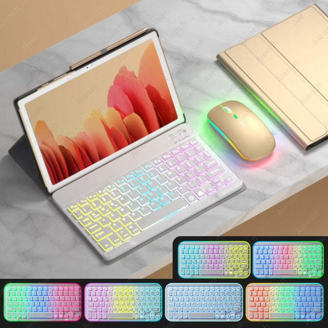 Funda For Samsung Galaxy Tab A7 Case Keyboard For Samsung Galaxy Tab S6 Lite Case Rainbow Keyboard Mouse For Samsung Tab S7 Case