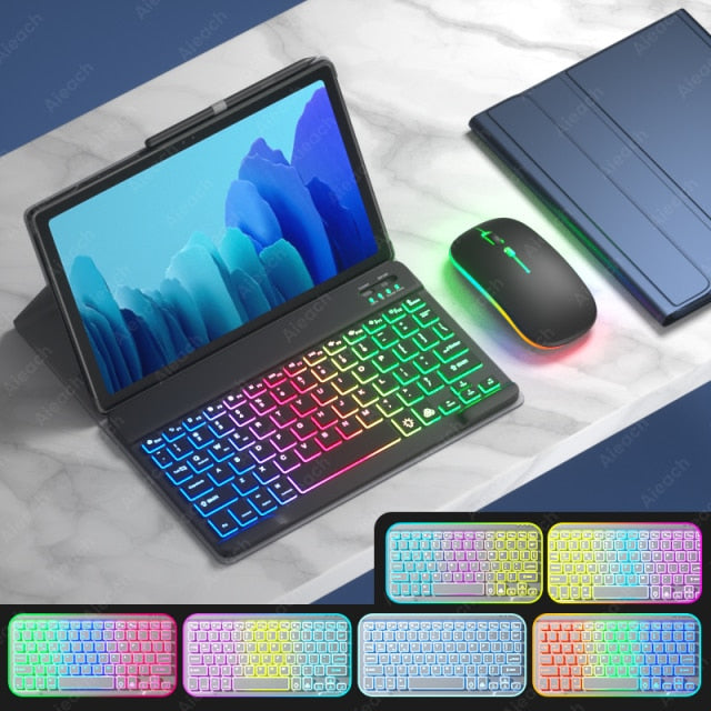 Funda For Samsung Galaxy Tab A7 Case Keyboard For Samsung Galaxy Tab S6 Lite Case Rainbow Keyboard Mouse For Samsung Tab S7 Case