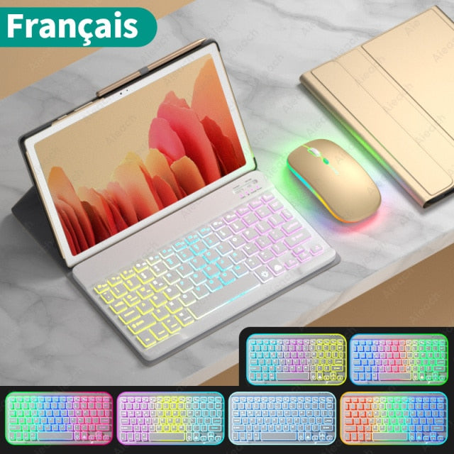 Funda For Samsung Galaxy Tab A7 Case Keyboard For Samsung Galaxy Tab S6 Lite Case Rainbow Keyboard Mouse For Samsung Tab S7 Case