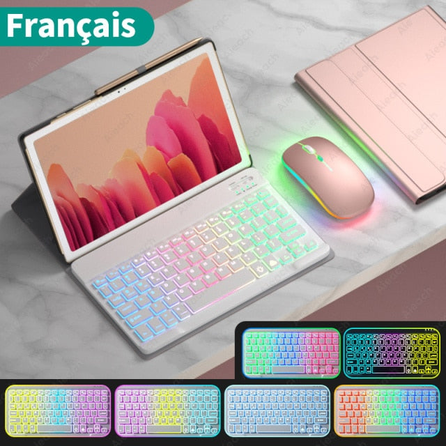 Funda For Samsung Galaxy Tab A7 Case Keyboard For Samsung Galaxy Tab S6 Lite Case Rainbow Keyboard Mouse For Samsung Tab S7 Case