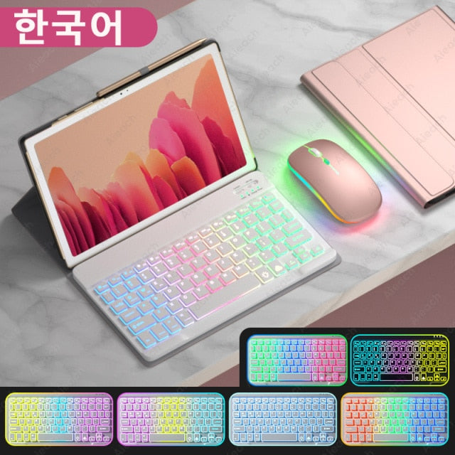 Funda For Samsung Galaxy Tab A7 Case Keyboard For Samsung Galaxy Tab S6 Lite Case Rainbow Keyboard Mouse For Samsung Tab S7 Case