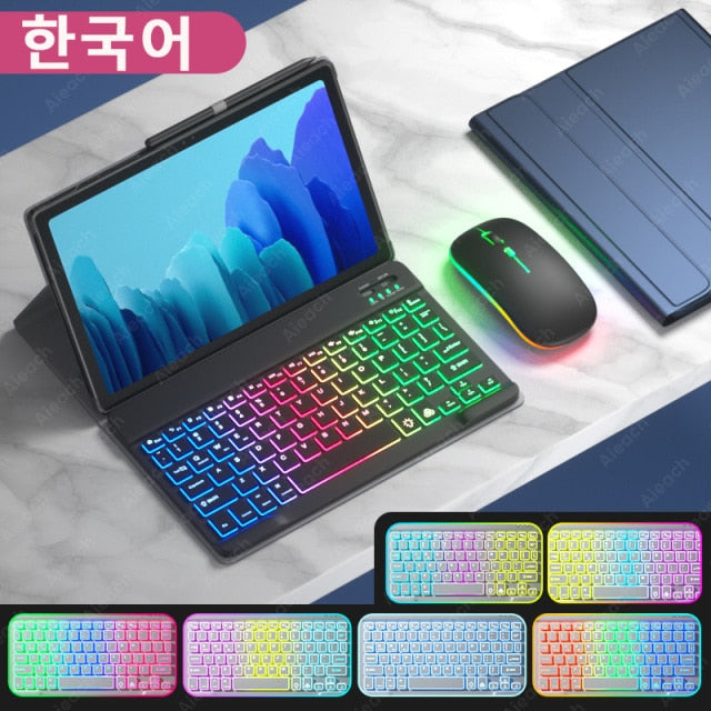 Funda For Samsung Galaxy Tab A7 Case Keyboard For Samsung Galaxy Tab S6 Lite Case Rainbow Keyboard Mouse For Samsung Tab S7 Case