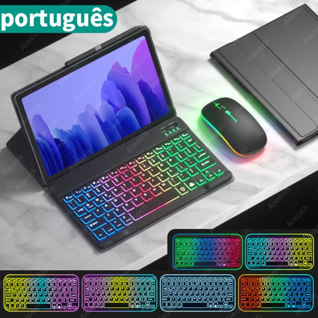 Funda For Samsung Galaxy Tab A7 Case Keyboard For Samsung Galaxy Tab S6 Lite Case Rainbow Keyboard Mouse For Samsung Tab S7 Case