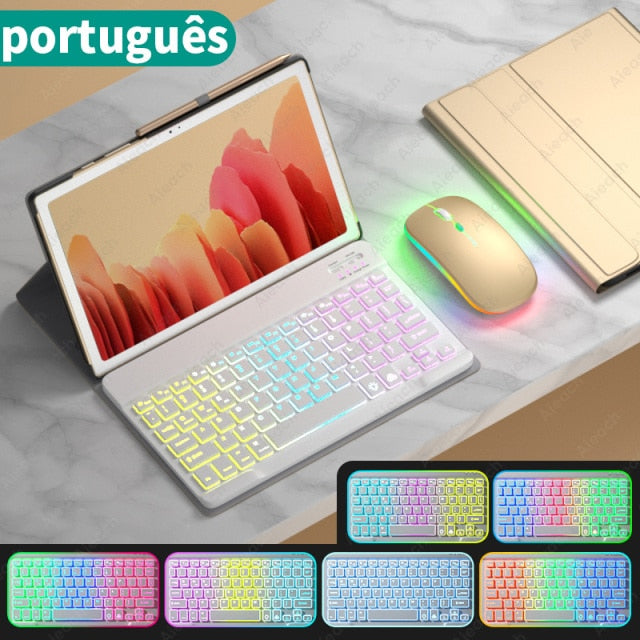 Funda For Samsung Galaxy Tab A7 Case Keyboard For Samsung Galaxy Tab S6 Lite Case Rainbow Keyboard Mouse For Samsung Tab S7 Case