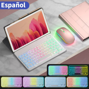 Funda For Samsung Galaxy Tab A7 Case Keyboard For Samsung Galaxy Tab S6 Lite Case Rainbow Keyboard Mouse For Samsung Tab S7 Case