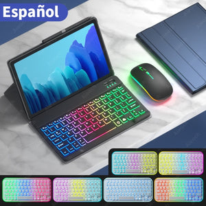 Funda For Samsung Galaxy Tab A7 Case Keyboard For Samsung Galaxy Tab S6 Lite Case Rainbow Keyboard Mouse For Samsung Tab S7 Case