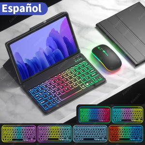 Funda For Samsung Galaxy Tab A7 Case Keyboard For Samsung Galaxy Tab S6 Lite Case Rainbow Keyboard Mouse For Samsung Tab S7 Case