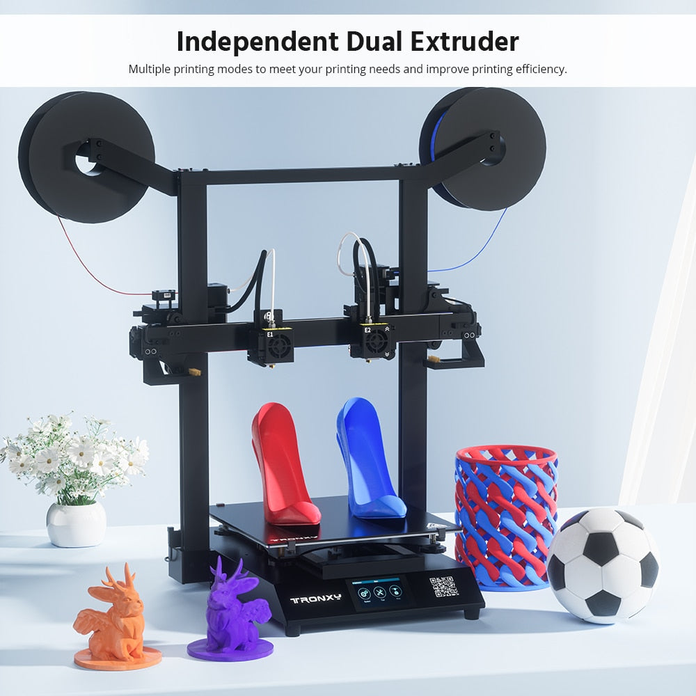 Tronxy GEMINI S dual color 2 color 2 Head Dual Extruder IDEX 3D Printer Independent Large FDM 3D Printing Machine